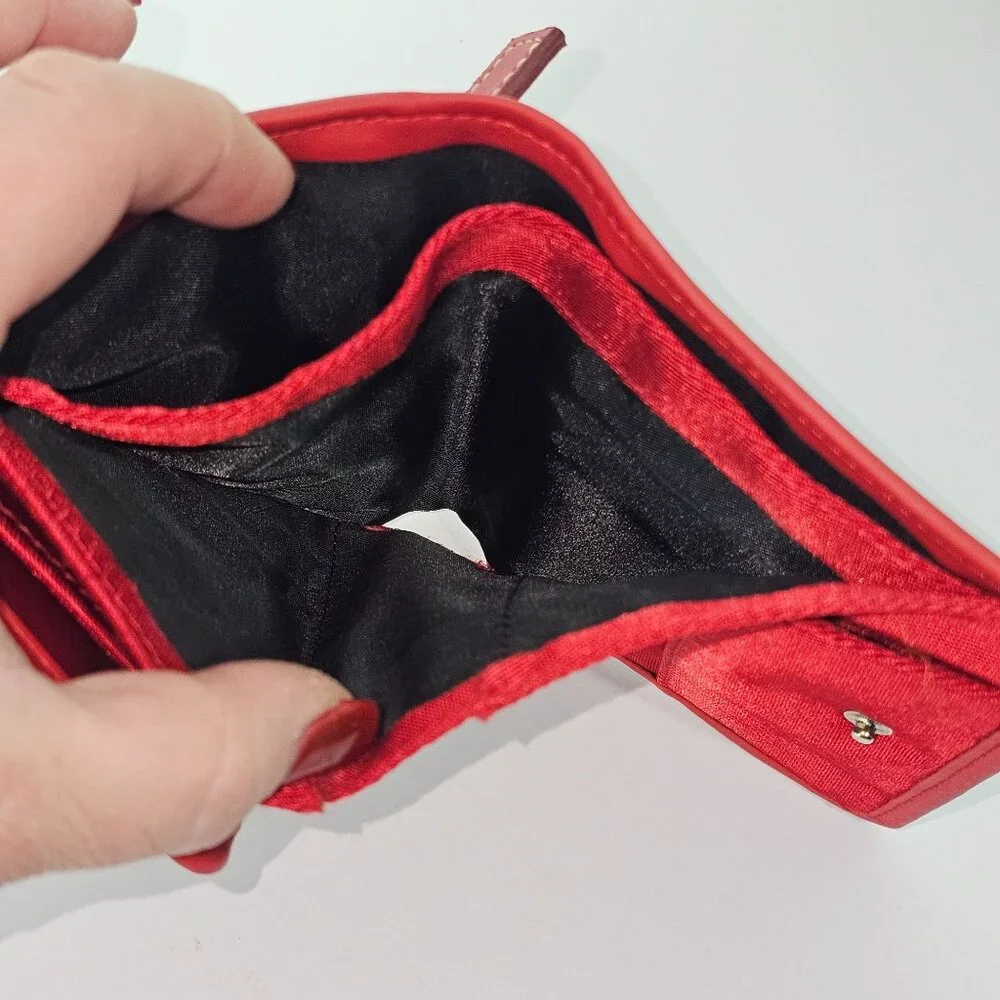 Vintage 90's Fossil F2 Genuine Classic Non-Leather Red Nylon Snap Front Wallet